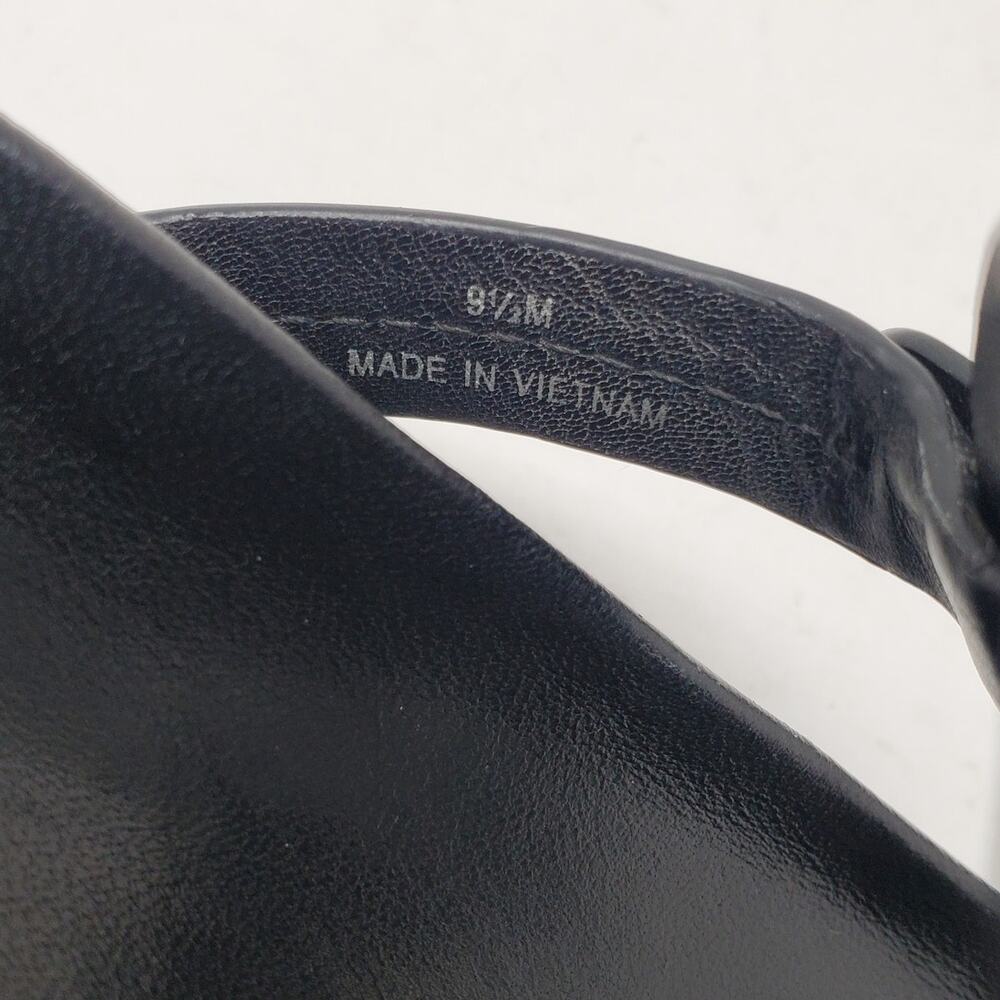 Tory Burch Miller Cloud Thong Sandals Calf Leather Perfect Black Logo Size 9.5 M - Picture 9 of 10